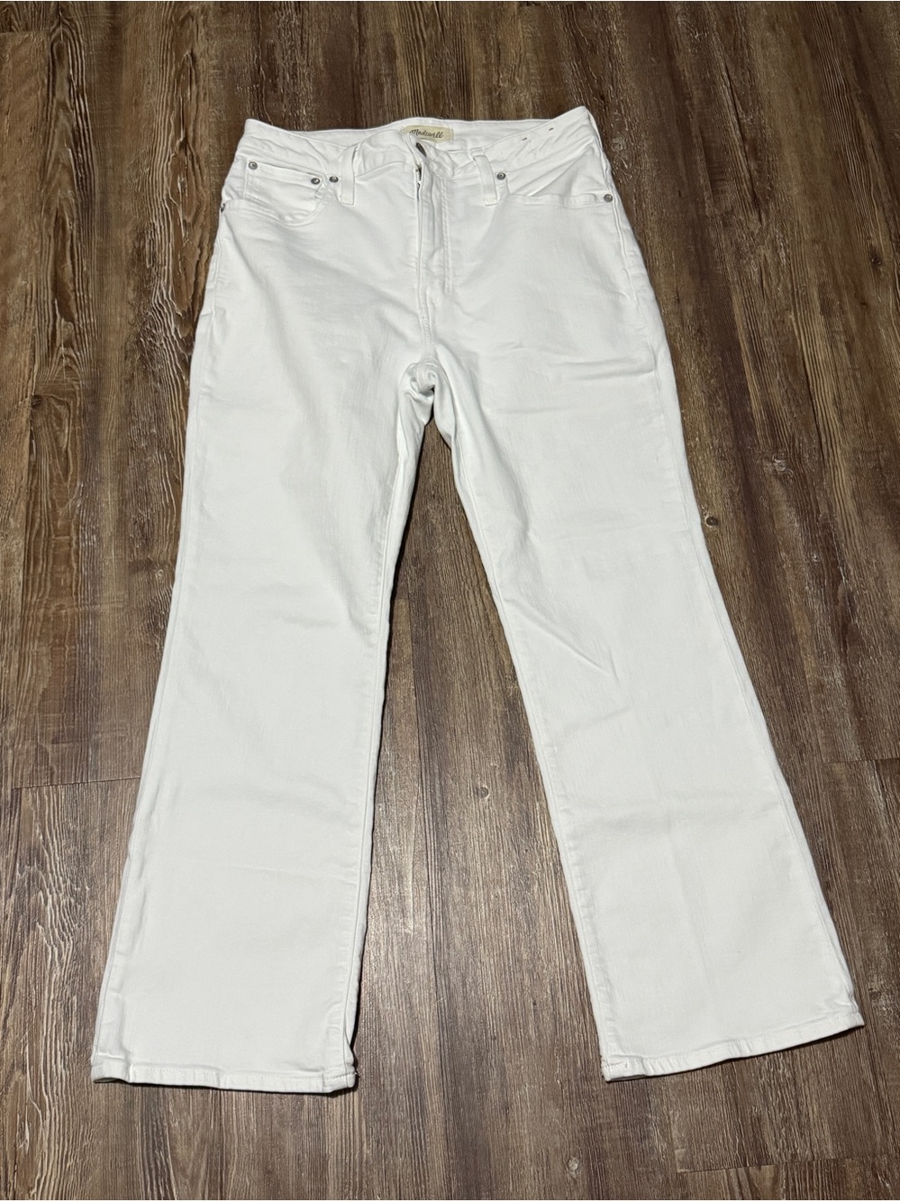 Madewell Curvy Kick Out Jeans Women's 30 High Rise Stretchy in Pure White Wash